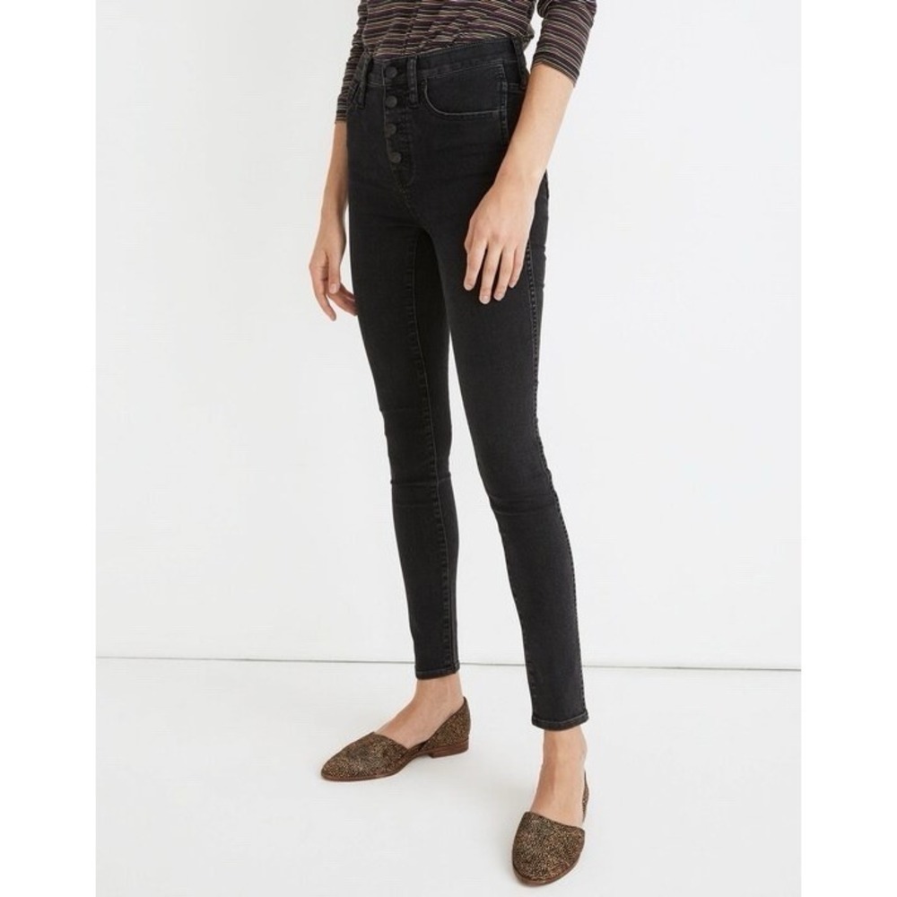 Madewell Skinny Jeans Black High Rise‎ Exposed Button / Women's 28